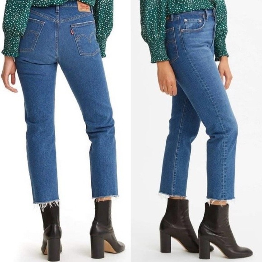 NWT Levi's 501 Original Cropped Straight Leg Jeans Charleston in the Fray 23x26